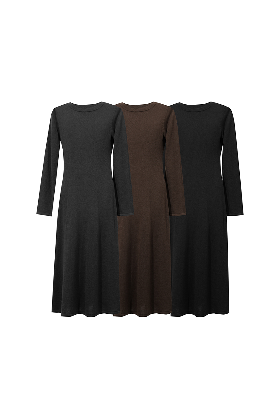 Crew Neck Long Sleeve Dress|AMII