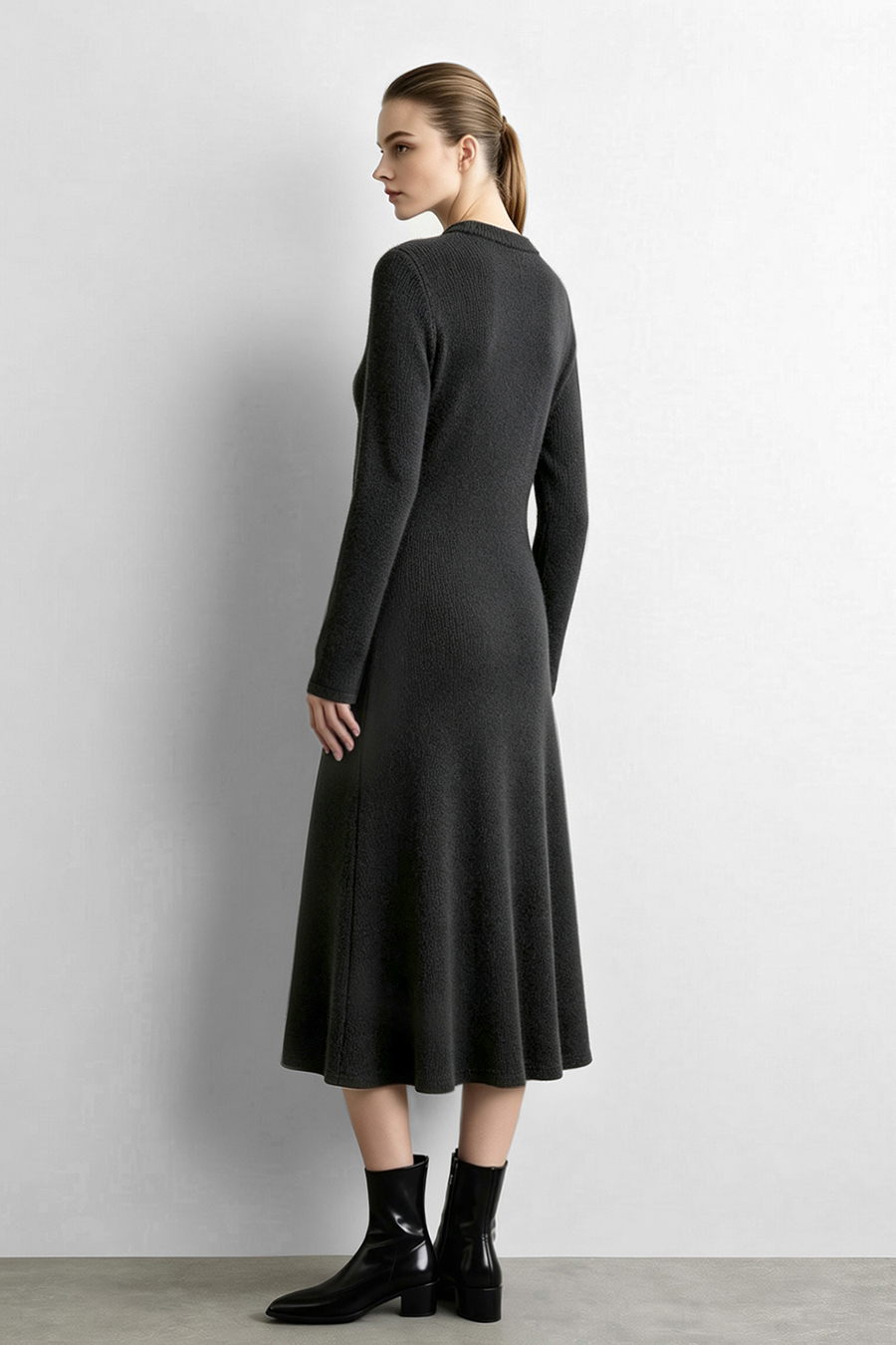 Crew Neck Long Sleeve Dress|AMII