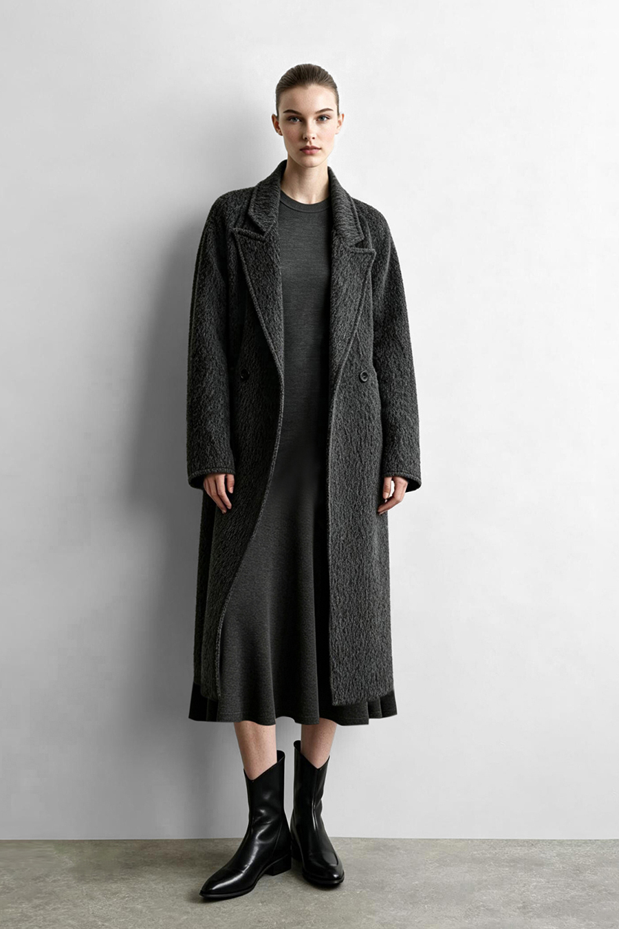 Crew Neck Long Sleeve Dress|AMII