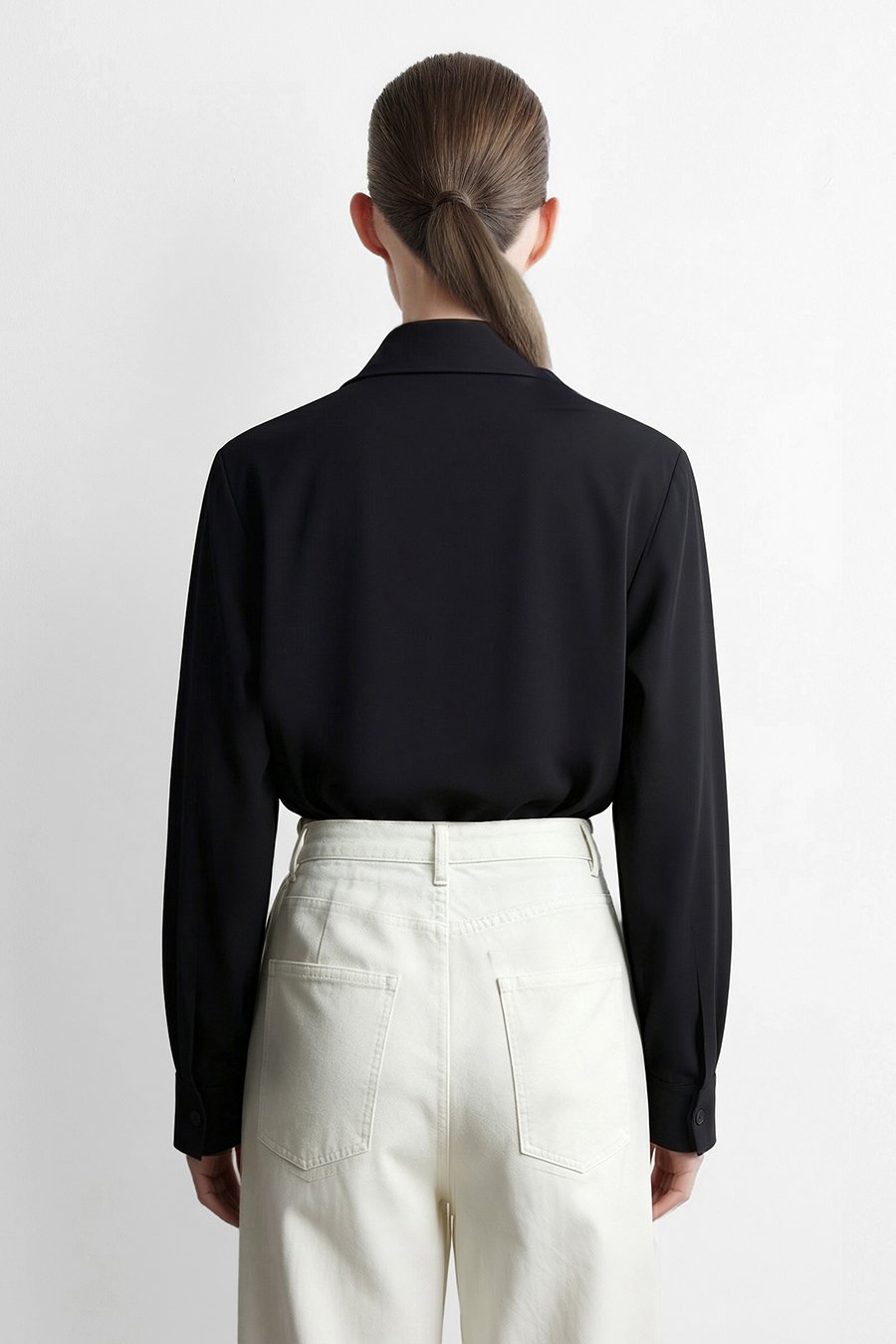 Contrast Tie Chiffon Blouse | AMII