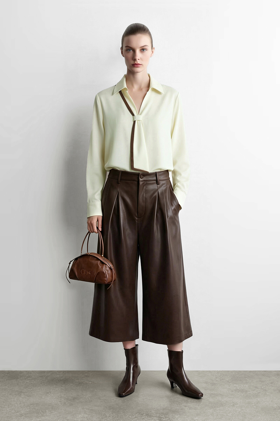 Contrast Tie Chiffon Blouse | AMII