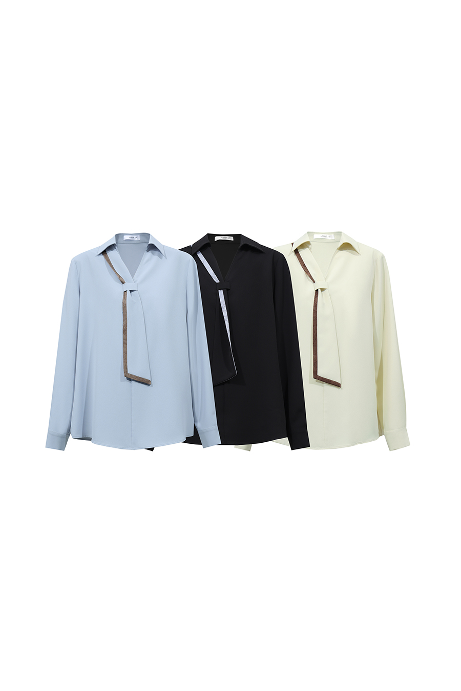 Contrast Tie Chiffon Blouse | AMII