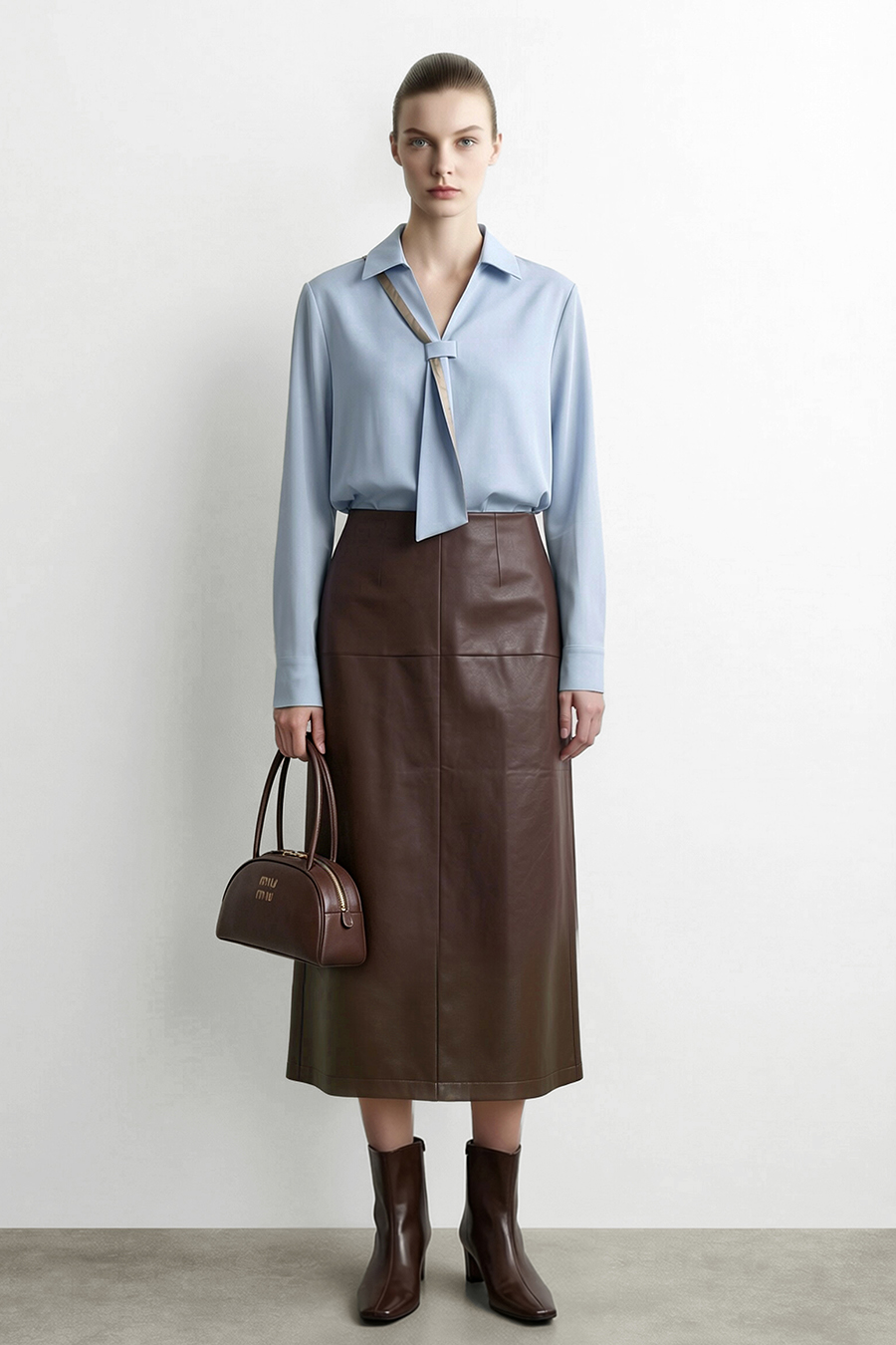 Contrast Tie Chiffon Blouse | AMII