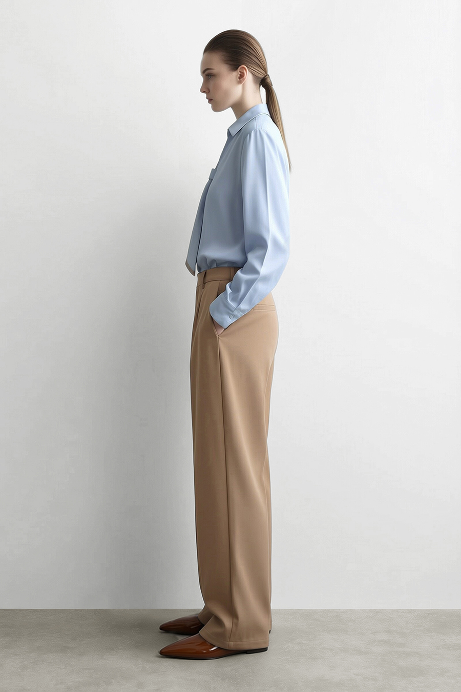 Contrast Tie Chiffon Blouse | AMII