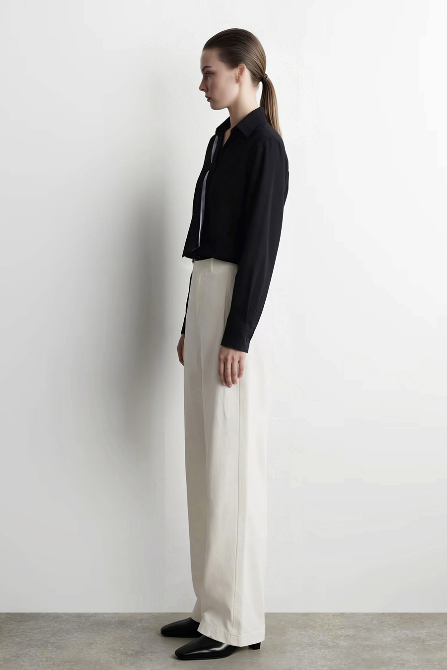 Contrast Tie Chiffon Blouse | AMII