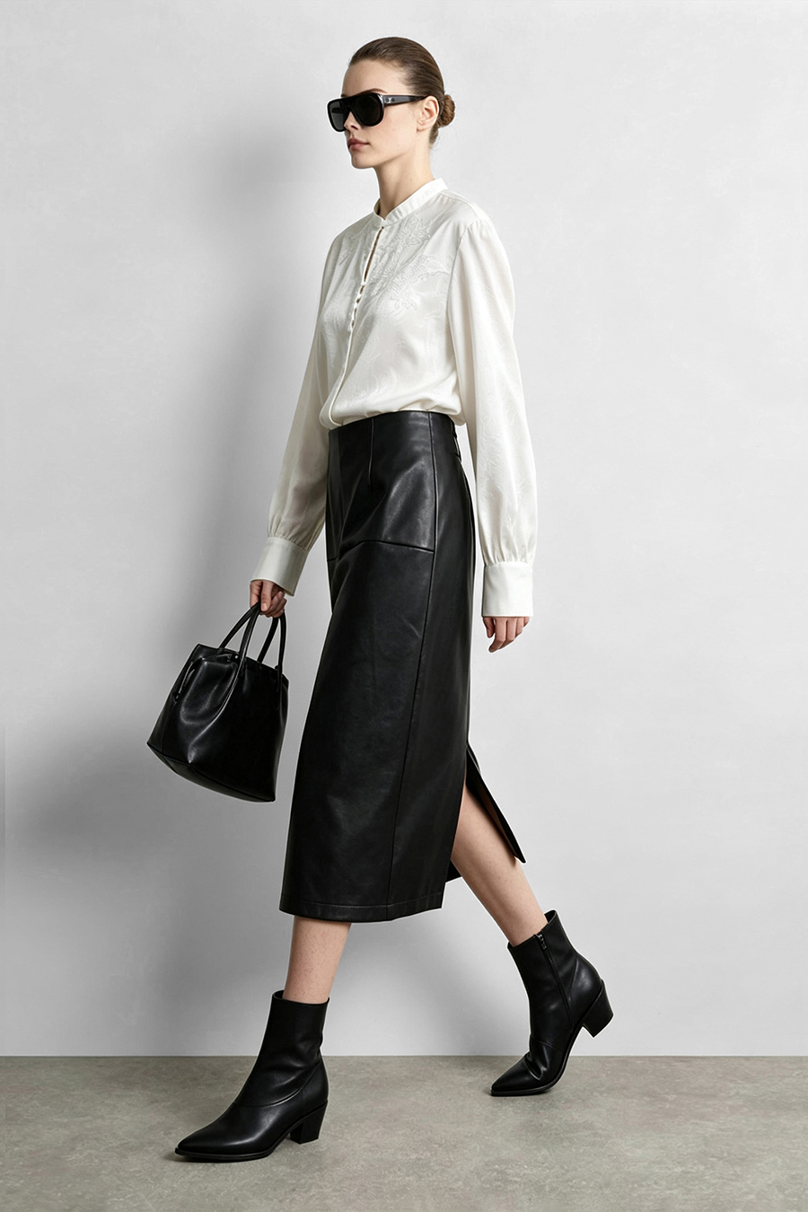 Lace Jacquard Spliced Chiffon Blouse | AMII
