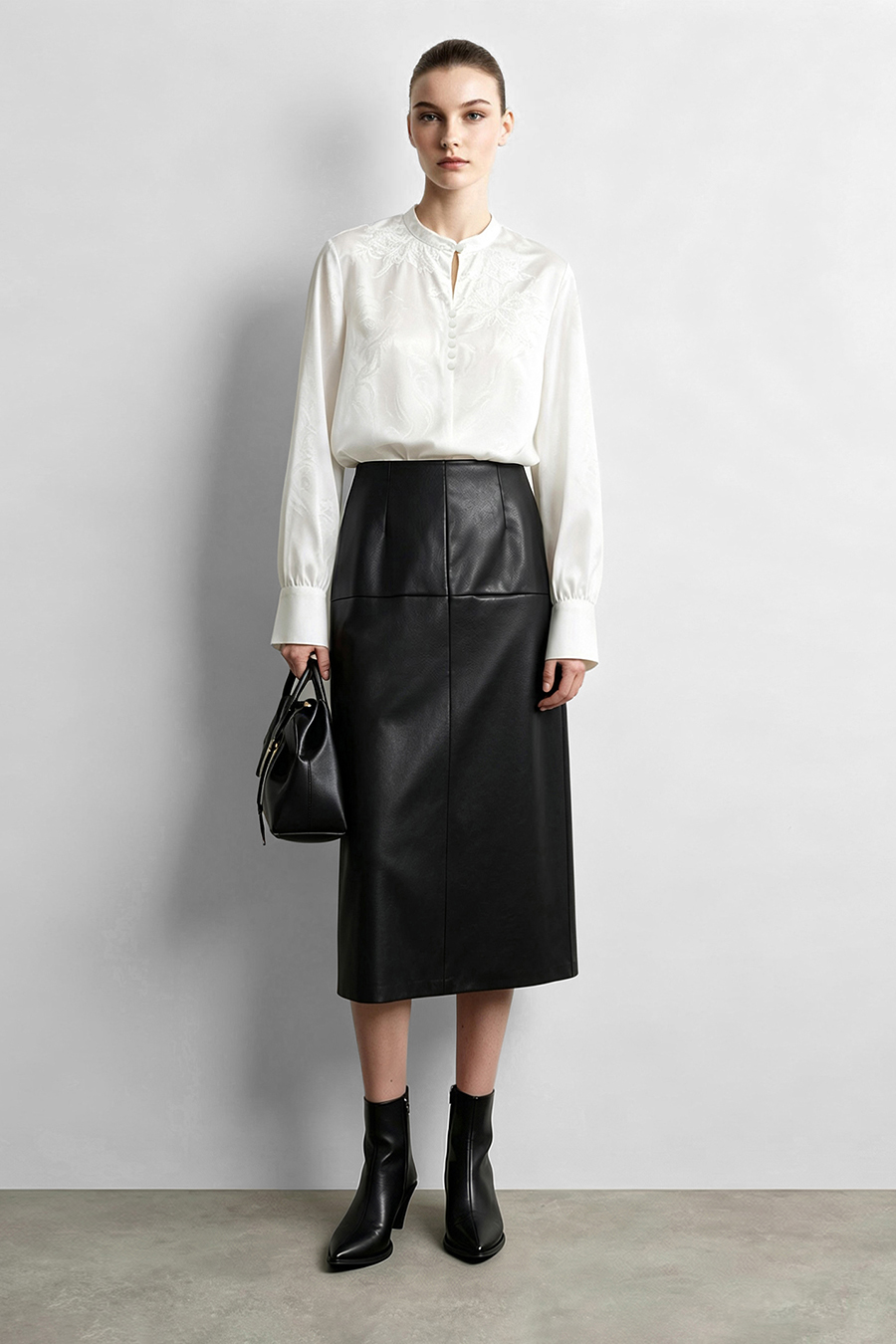 Lace Jacquard Spliced Chiffon Blouse | AMII