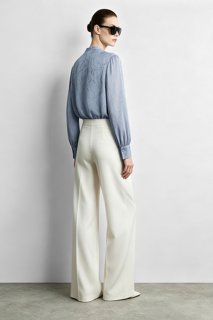Lace Jacquard Spliced Chiffon Blouse | AMII