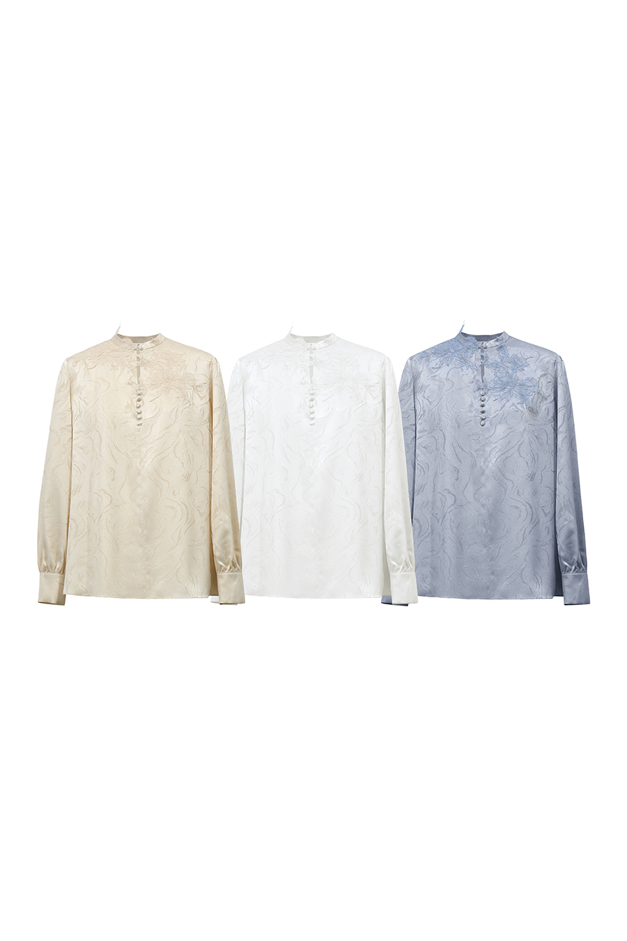 Lace Jacquard Spliced Chiffon Blouse | AMII
