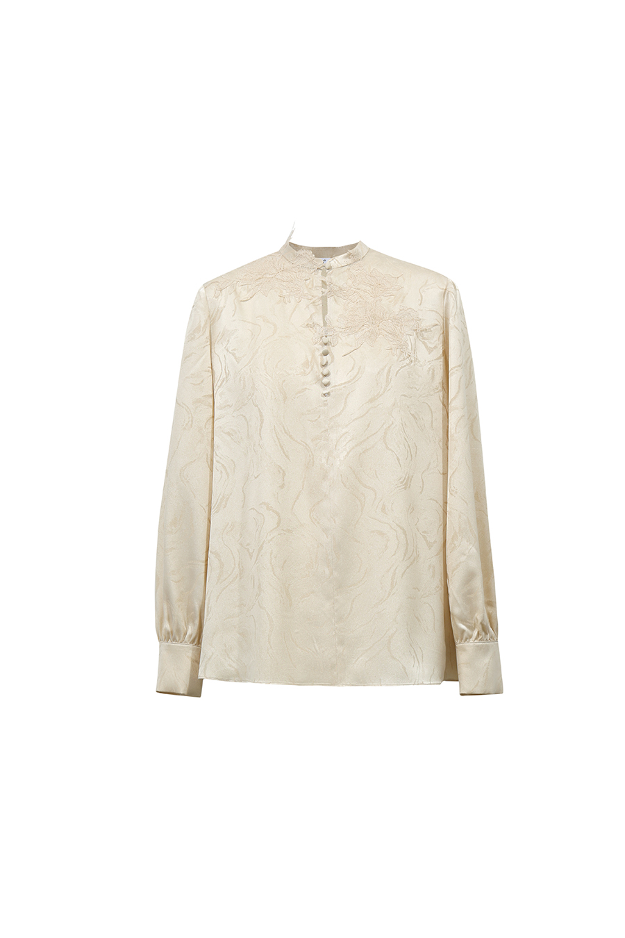 Lace Jacquard Spliced Chiffon Blouse | AMII