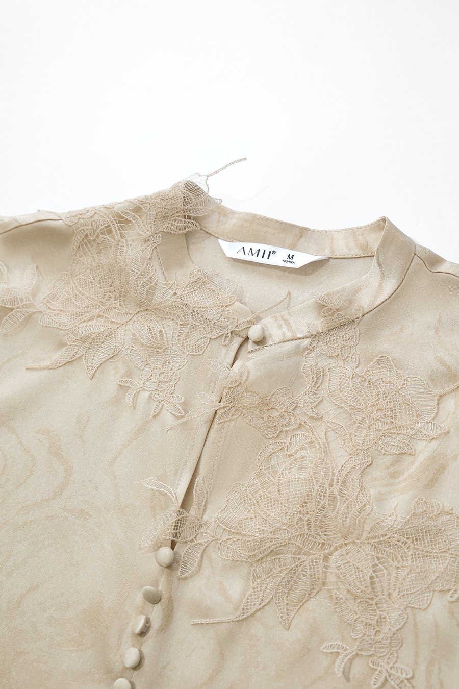 Lace Jacquard Spliced Chiffon Blouse | AMII