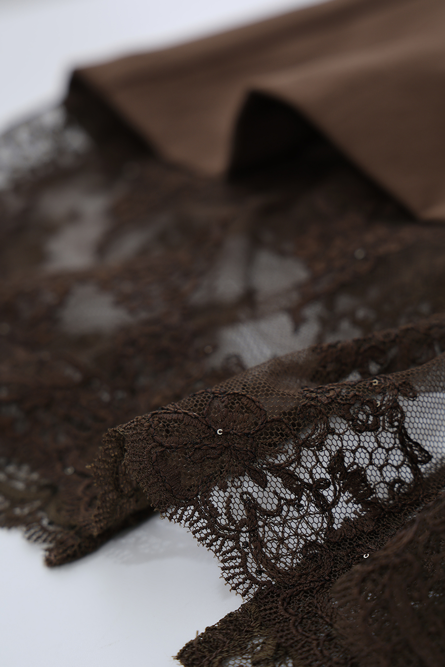 Lace Panel Split Midi Skirt | AMII