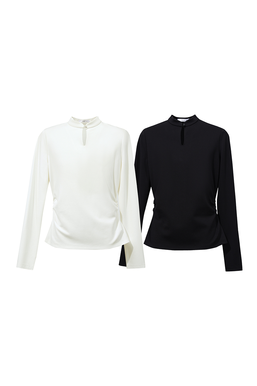 Chinese Style Mandarin Collar Long Sleeve Tee|AMII