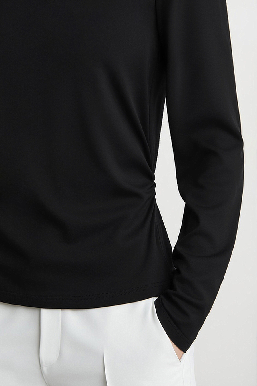 Chinese Style Mandarin Collar Long Sleeve Tee|AMII