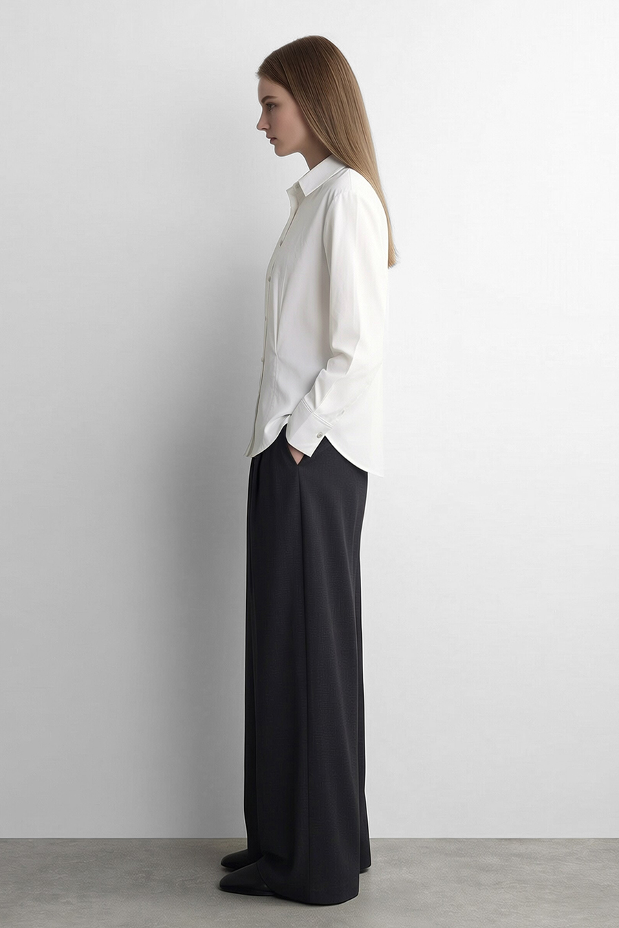 Lapel Shirt with Metal Buttons|AMII
