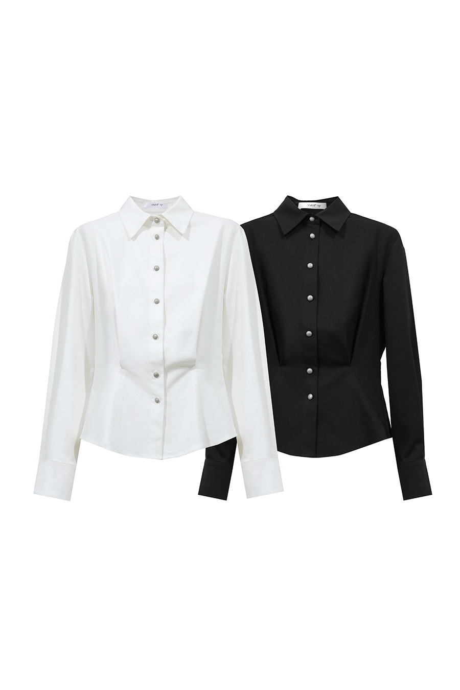 Lapel Shirt with Metal Buttons|AMII