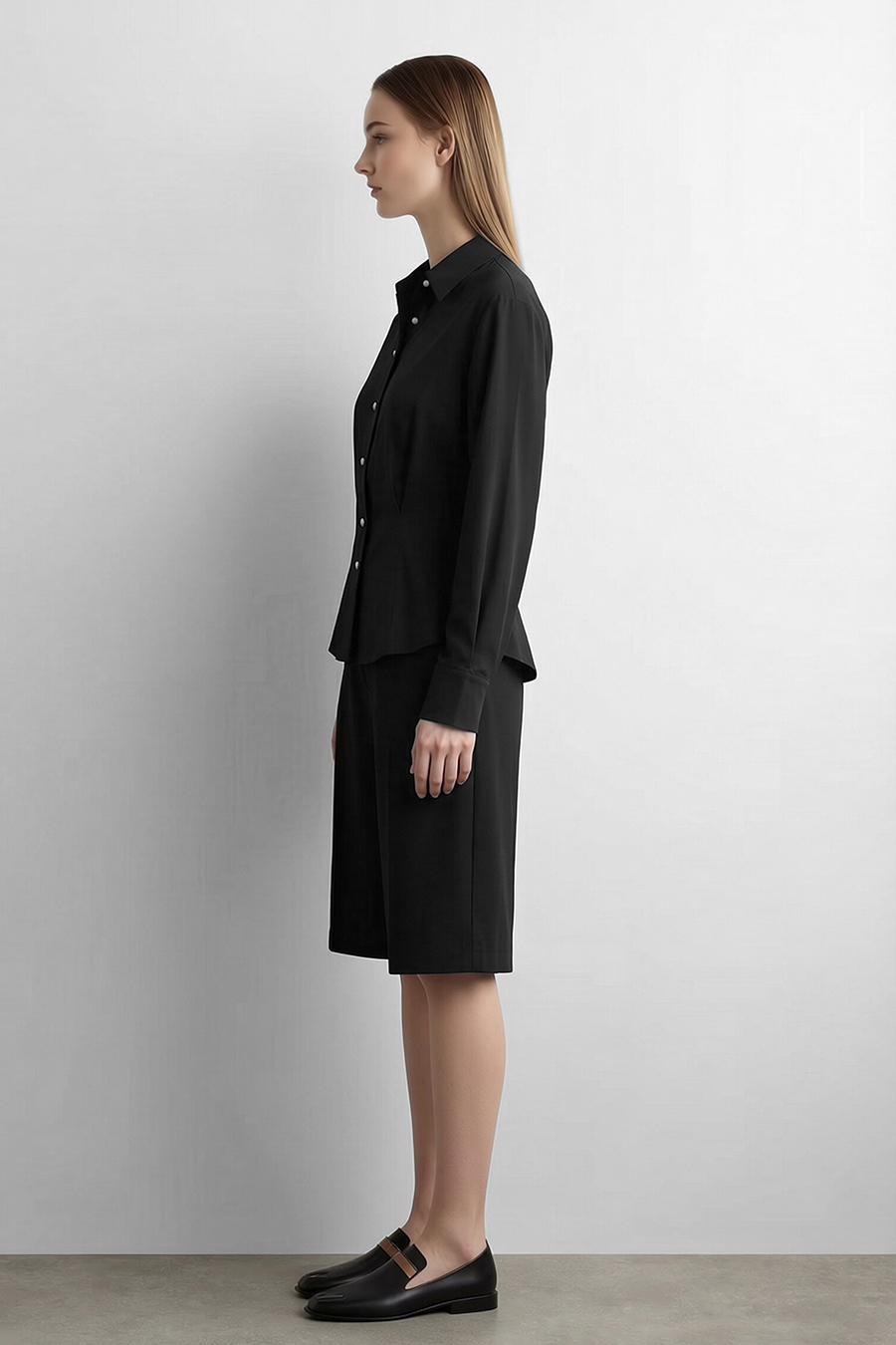 Lapel Shirt with Metal Buttons|AMII
