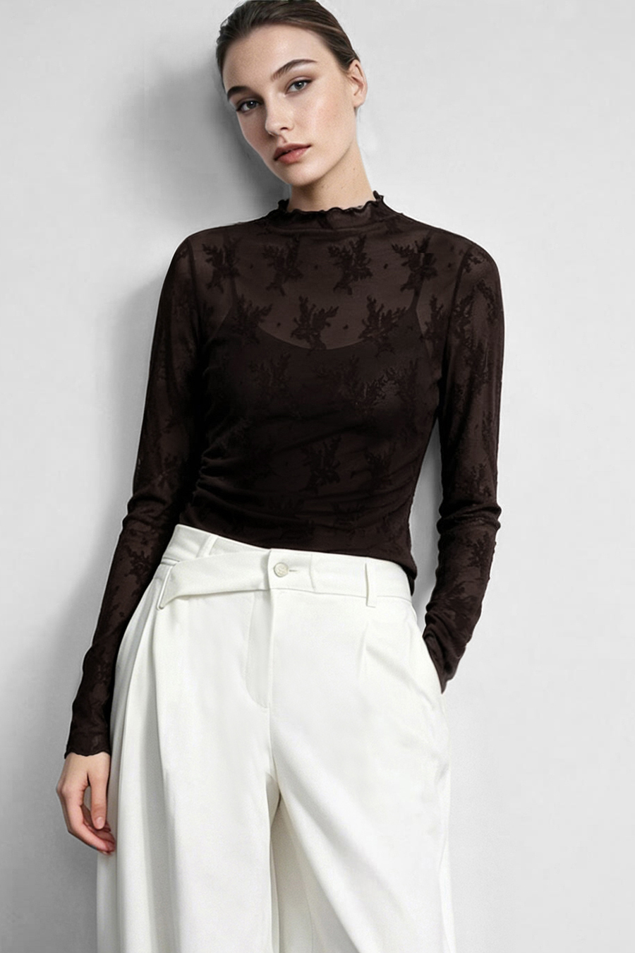 Jacquard Lace Slim-Fit Tee | AMII