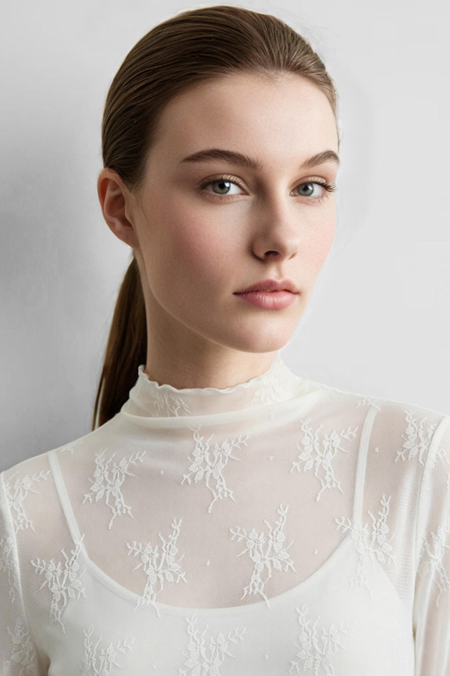 Jacquard Lace Slim-Fit Tee | AMII