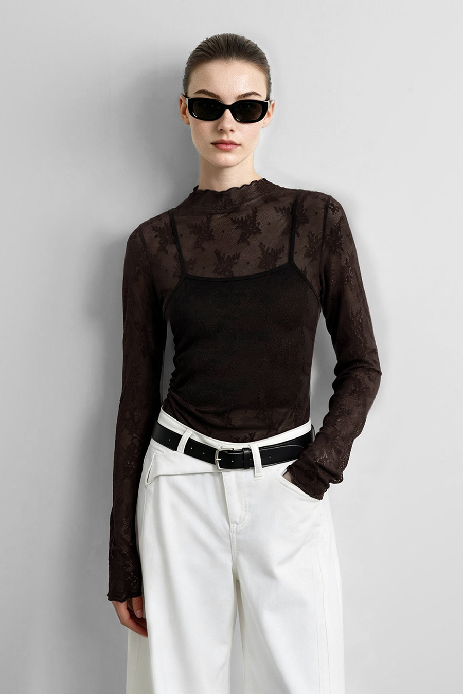Jacquard Lace Slim-Fit Tee | AMII