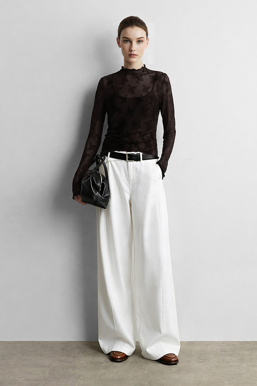 Jacquard Lace Slim-Fit Tee | AMII