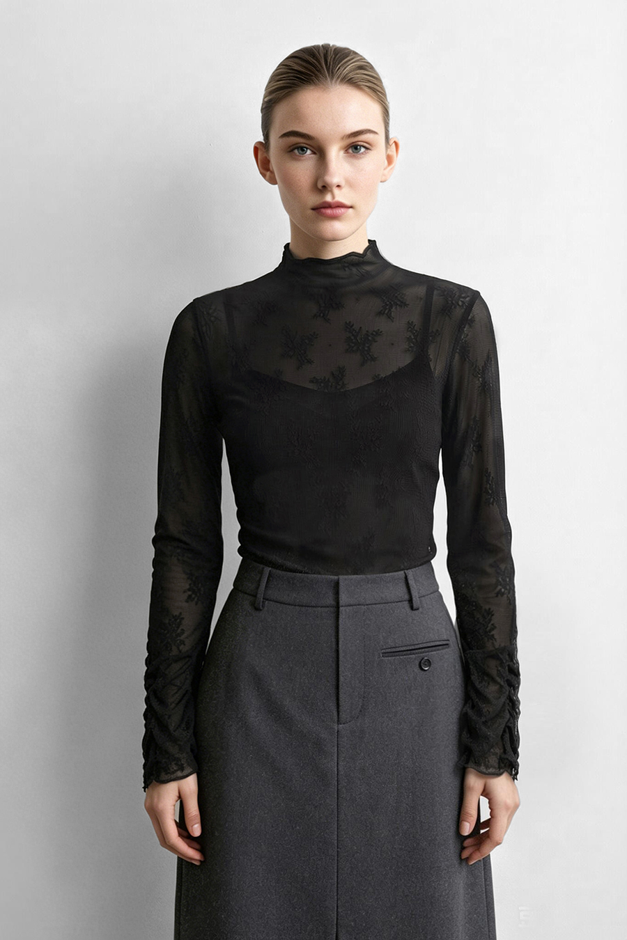 Jacquard Lace Slim-Fit Tee | AMII