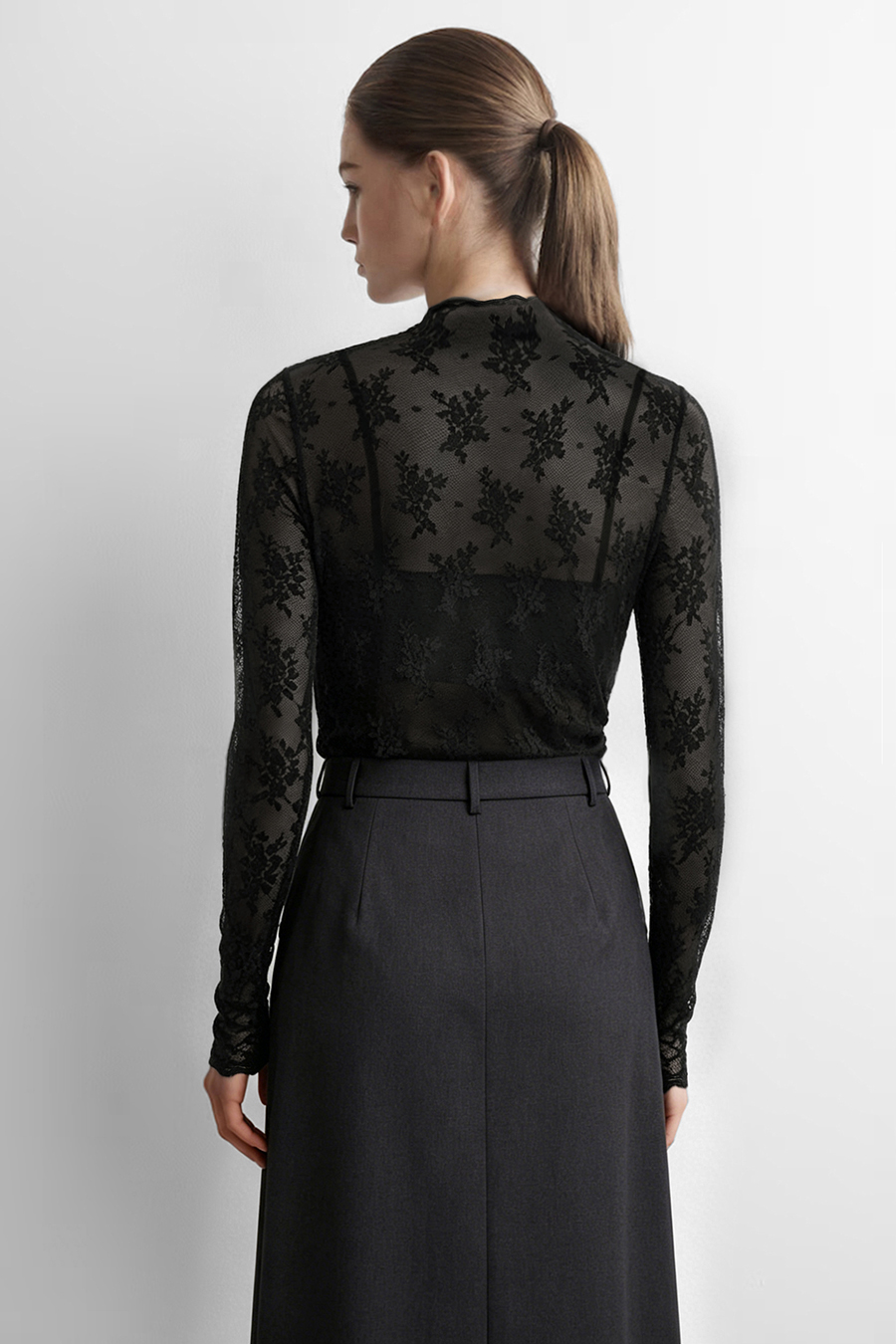 Jacquard Lace Slim-Fit Tee | AMII