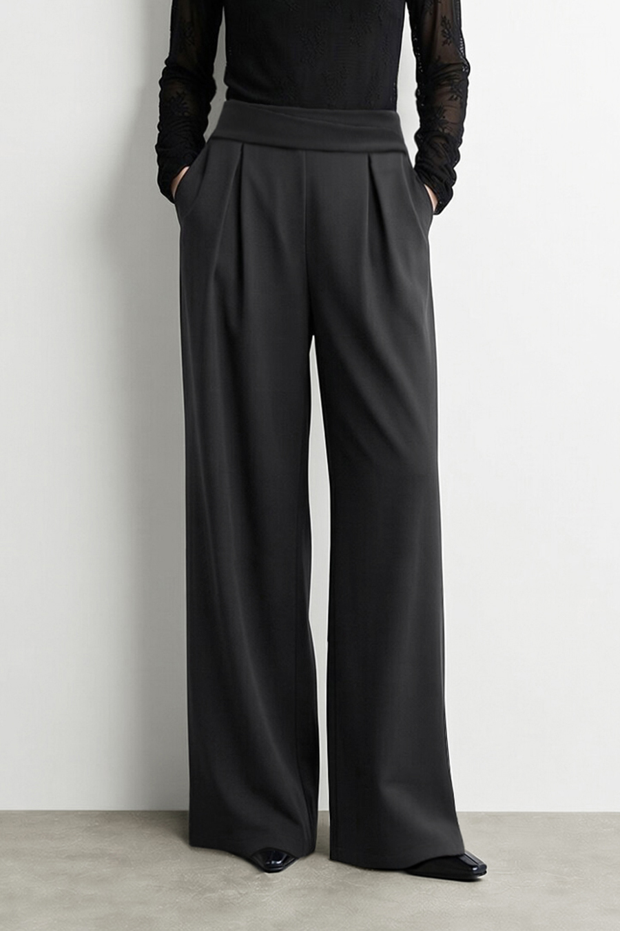Draped Pleated Cropped Wide Leg Casual Pants | AMII