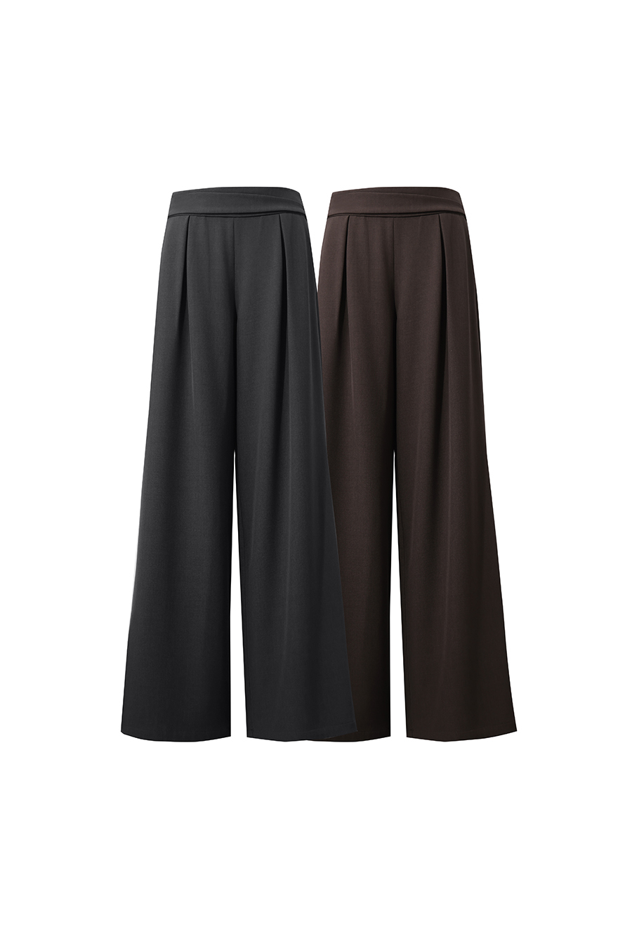 Draped Pleated Cropped Wide Leg Casual Pants | AMII