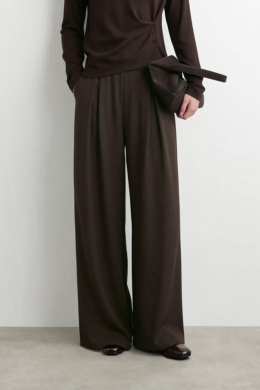 Draped Pleated Cropped Wide Leg Casual Pants | AMII