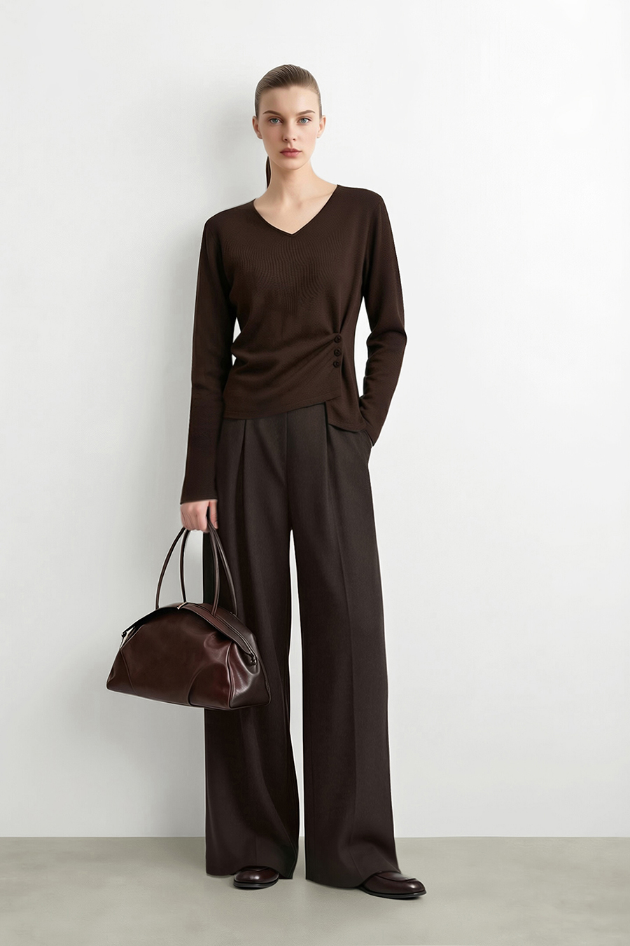 Draped Pleated Cropped Wide Leg Casual Pants | AMII