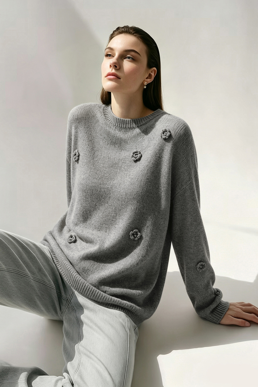 3D rose sweater|AMII