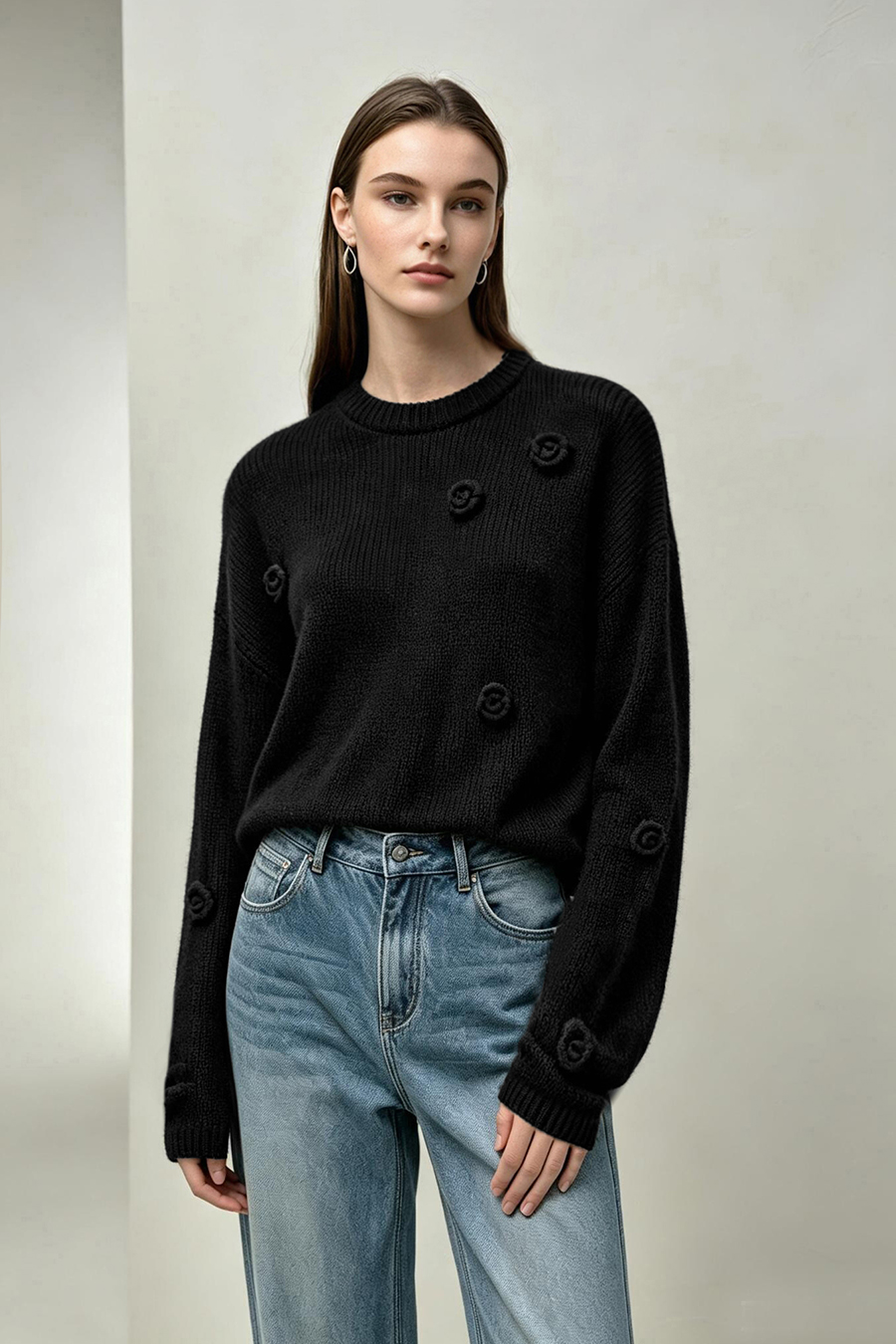 3D rose sweater|AMII