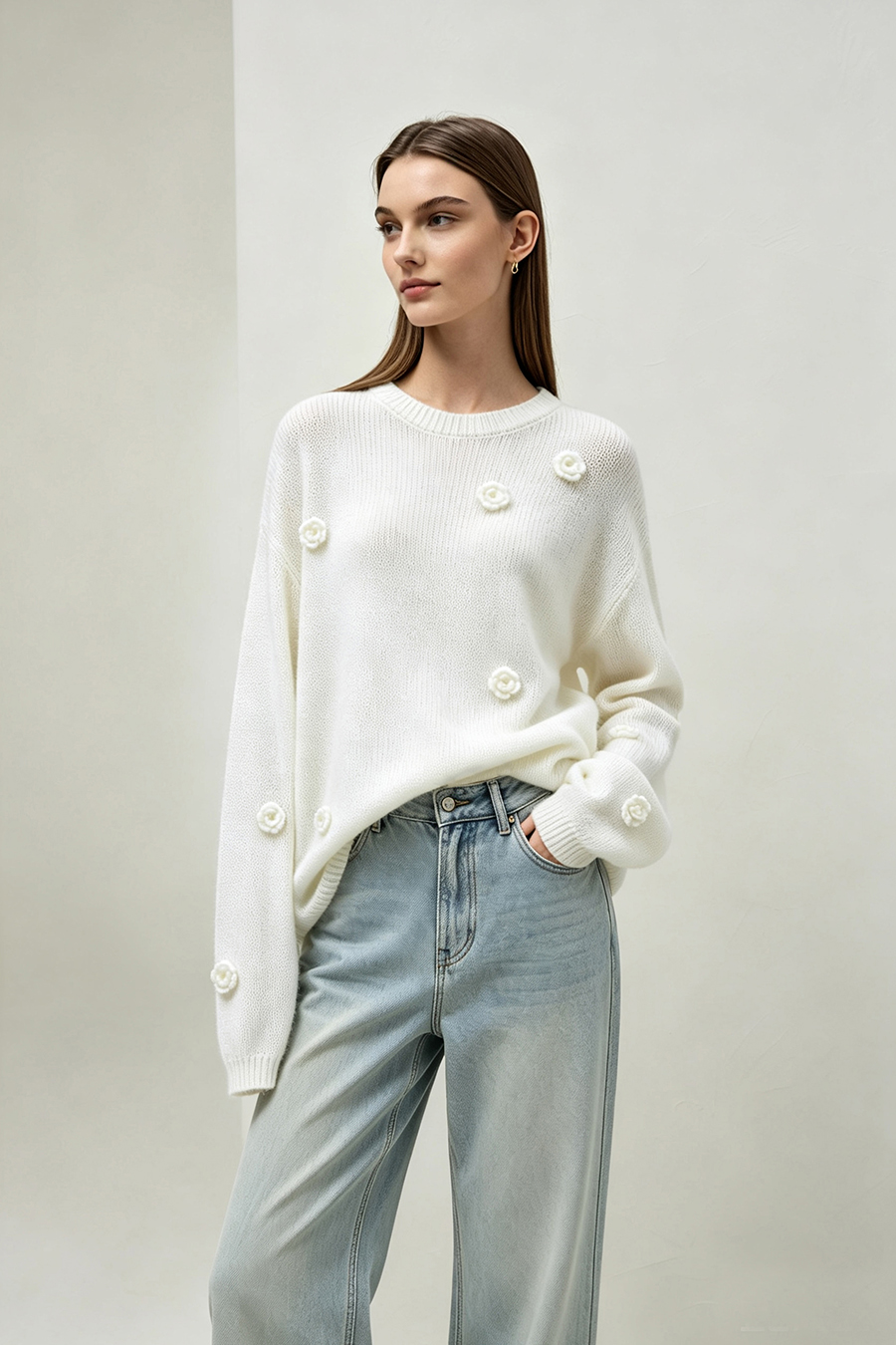 3D rose sweater|AMII