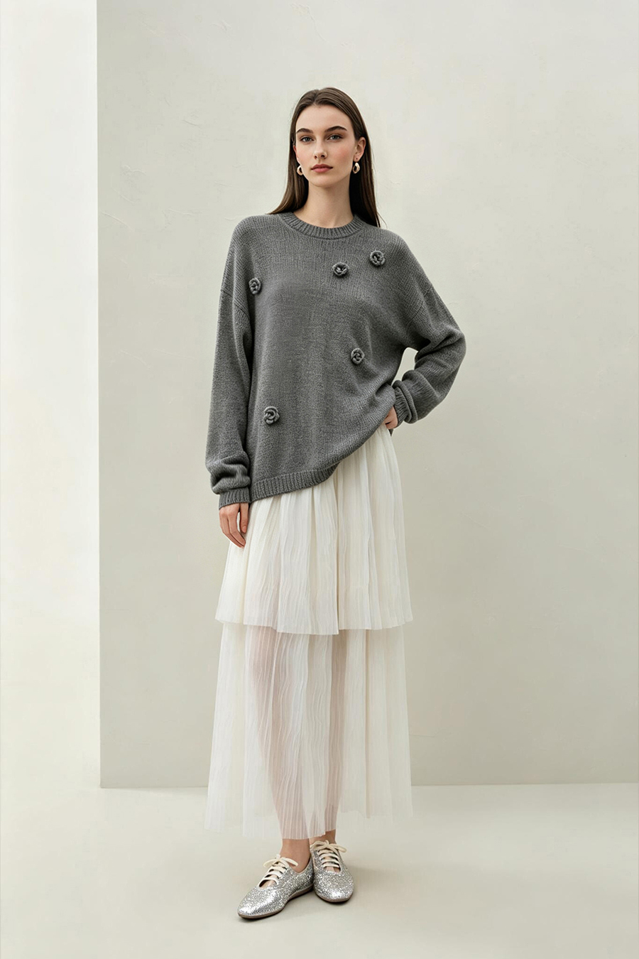 3D rose sweater|AMII