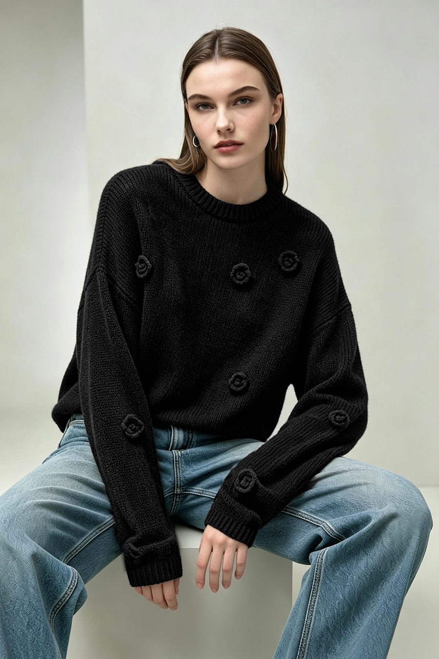 3D rose sweater|AMII