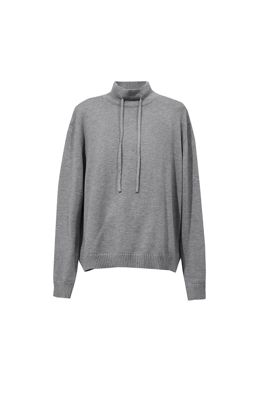 Drawstring High Neck Loose Sweater | AMII