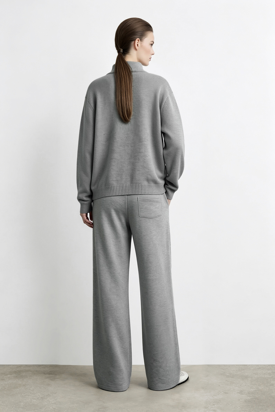Drawstring High Neck Loose Sweater | AMII