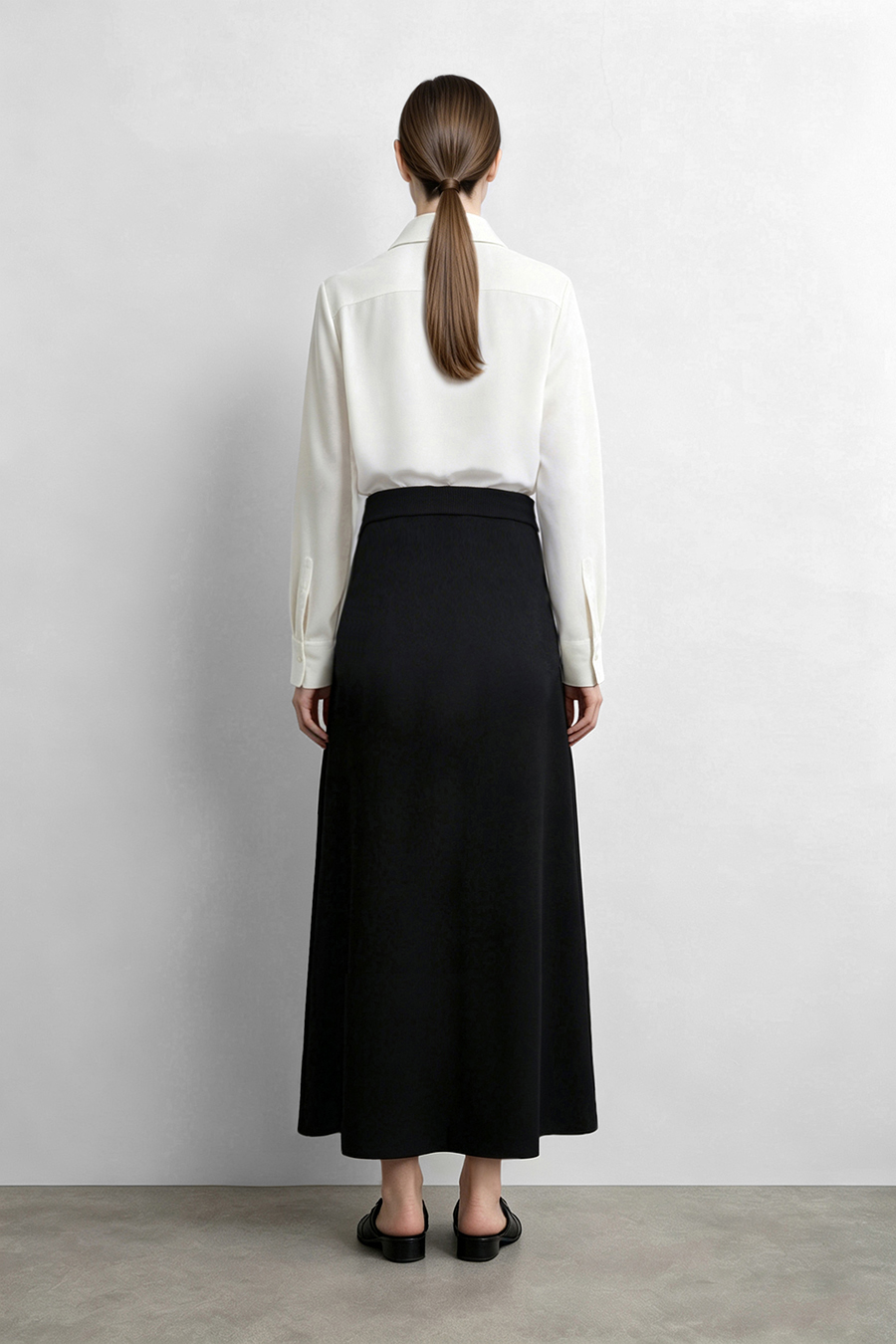 Wide A-Line Knit Midi Skirt | AMII