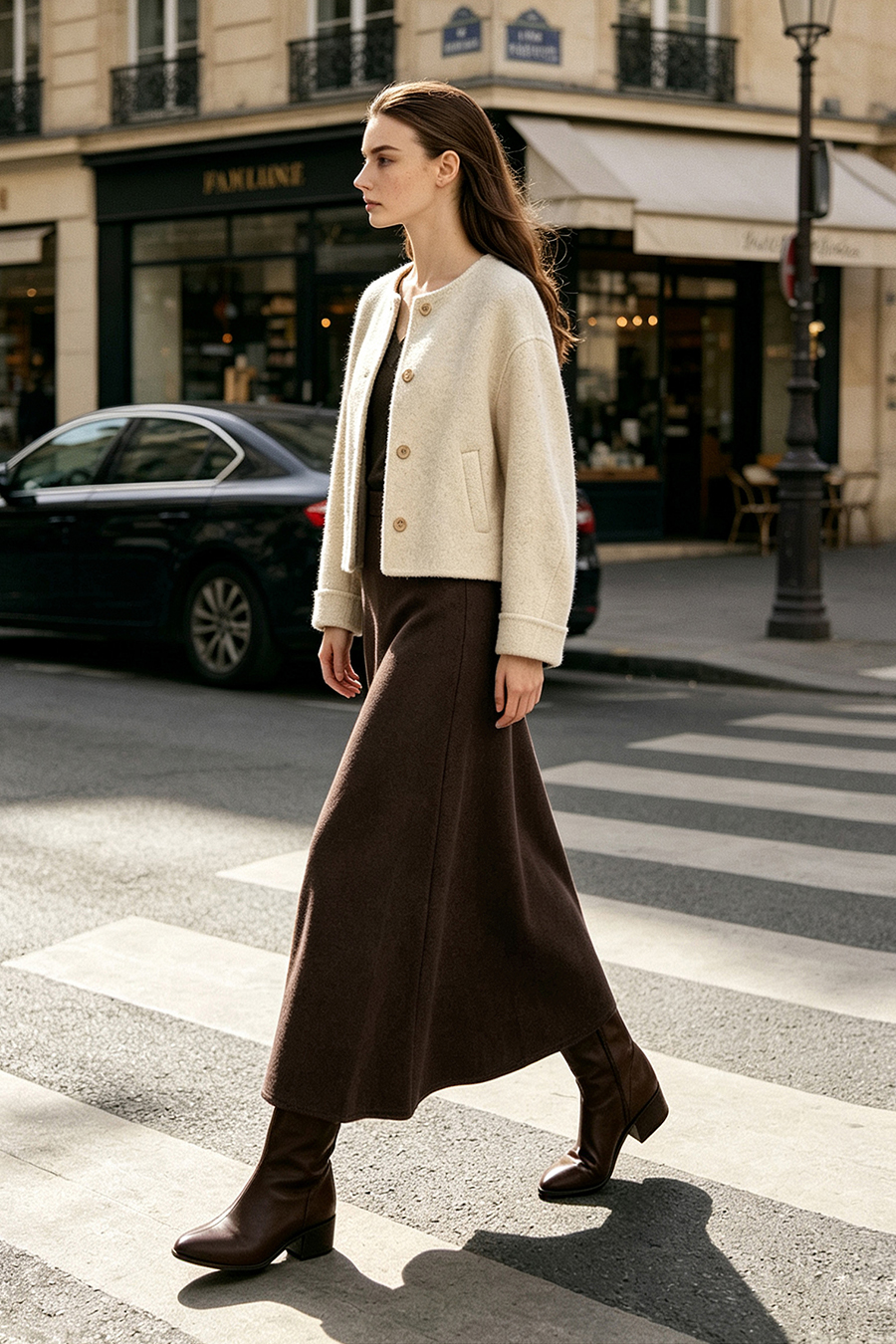 Wide A-Line Knit Midi Skirt | AMII