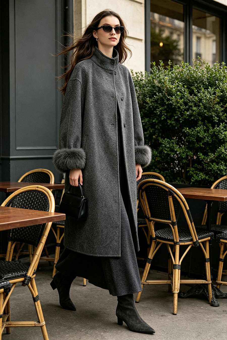 Wide A-Line Knit Midi Skirt | AMII