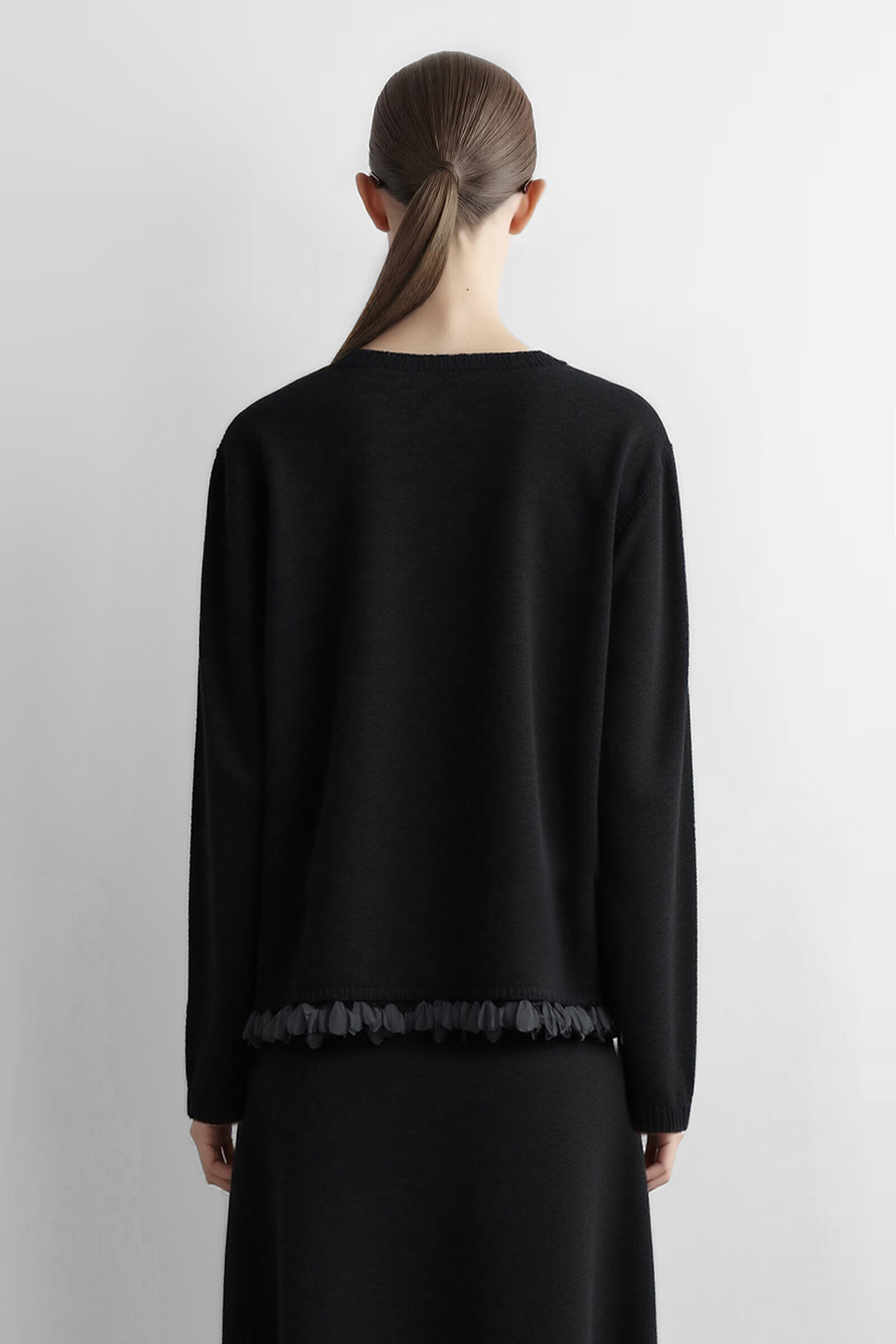 Petal Lace Crew Neck Sweater|AMII