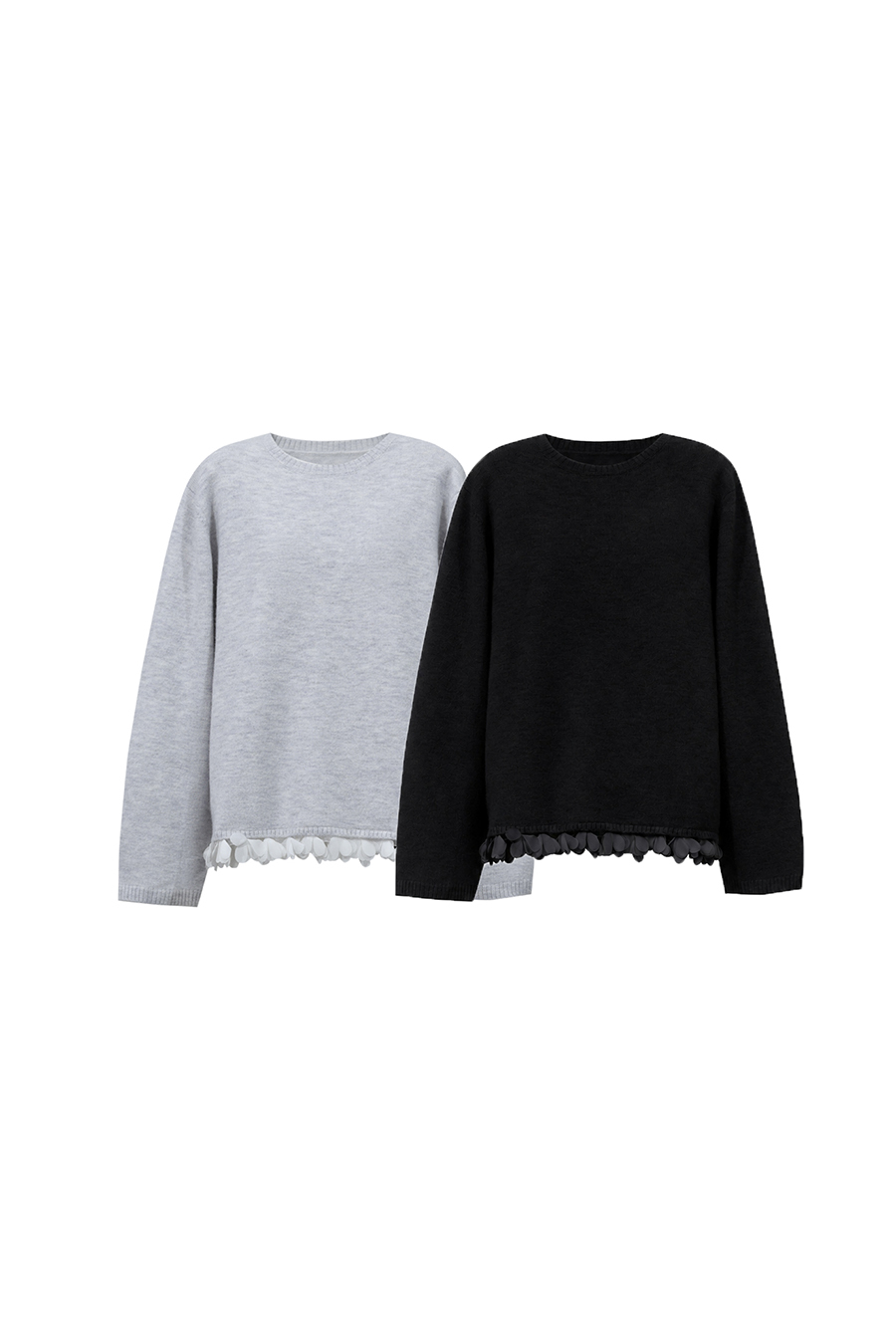 Petal Lace Crew Neck Sweater|AMII