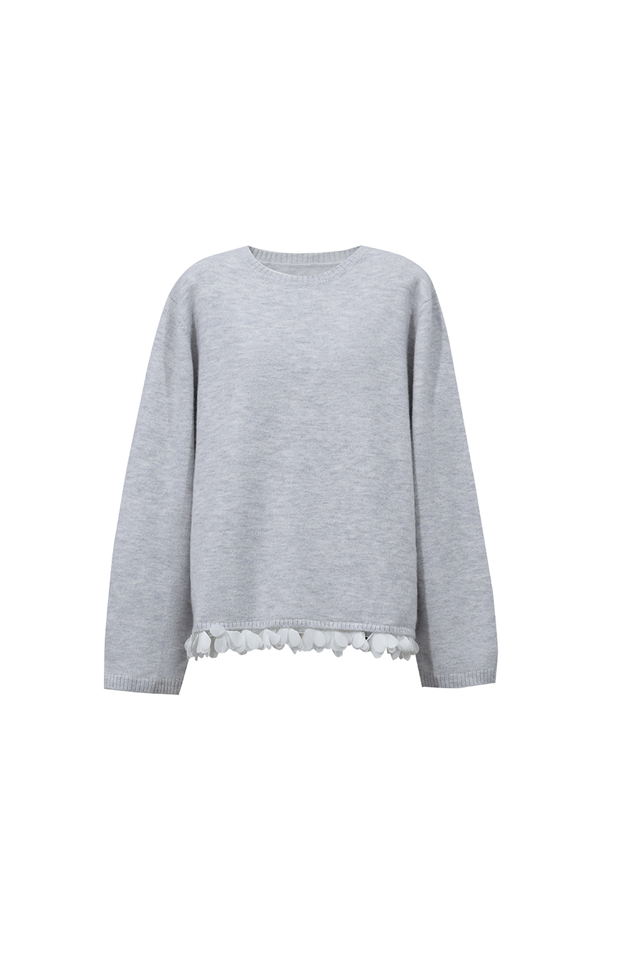 Petal Lace Crew Neck Sweater|AMII