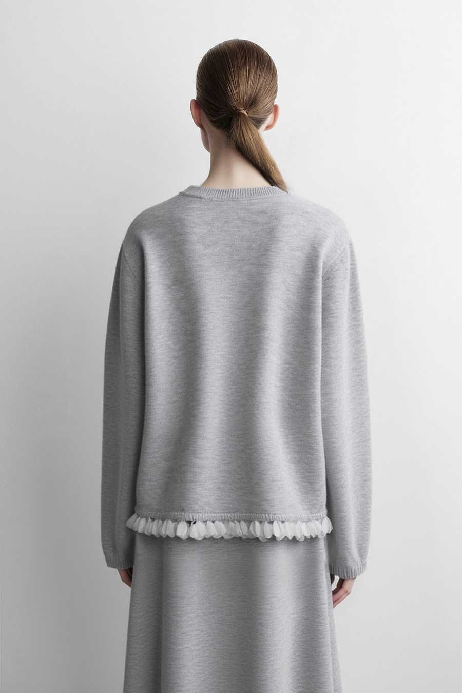 Petal Lace Crew Neck Sweater|AMII