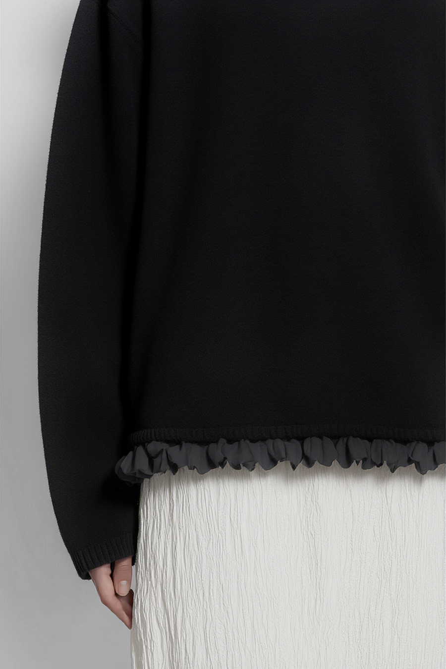 Petal Lace Crew Neck Sweater|AMII
