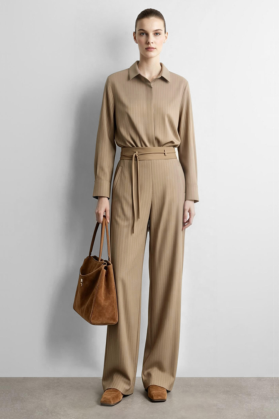 Striped Wide Leg Casual Pants | AMII