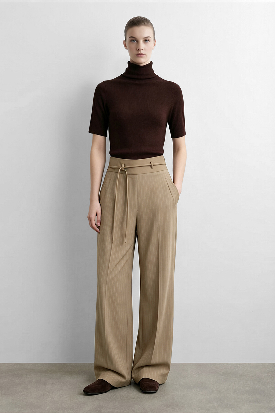 Striped Wide Leg Casual Pants | AMII