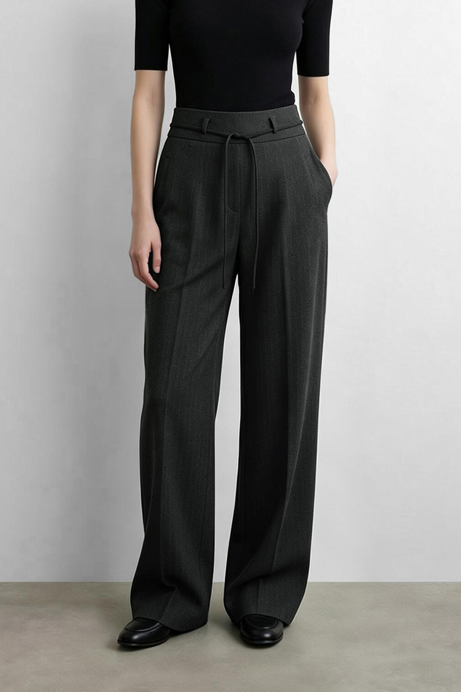 Striped Wide Leg Casual Pants | AMII