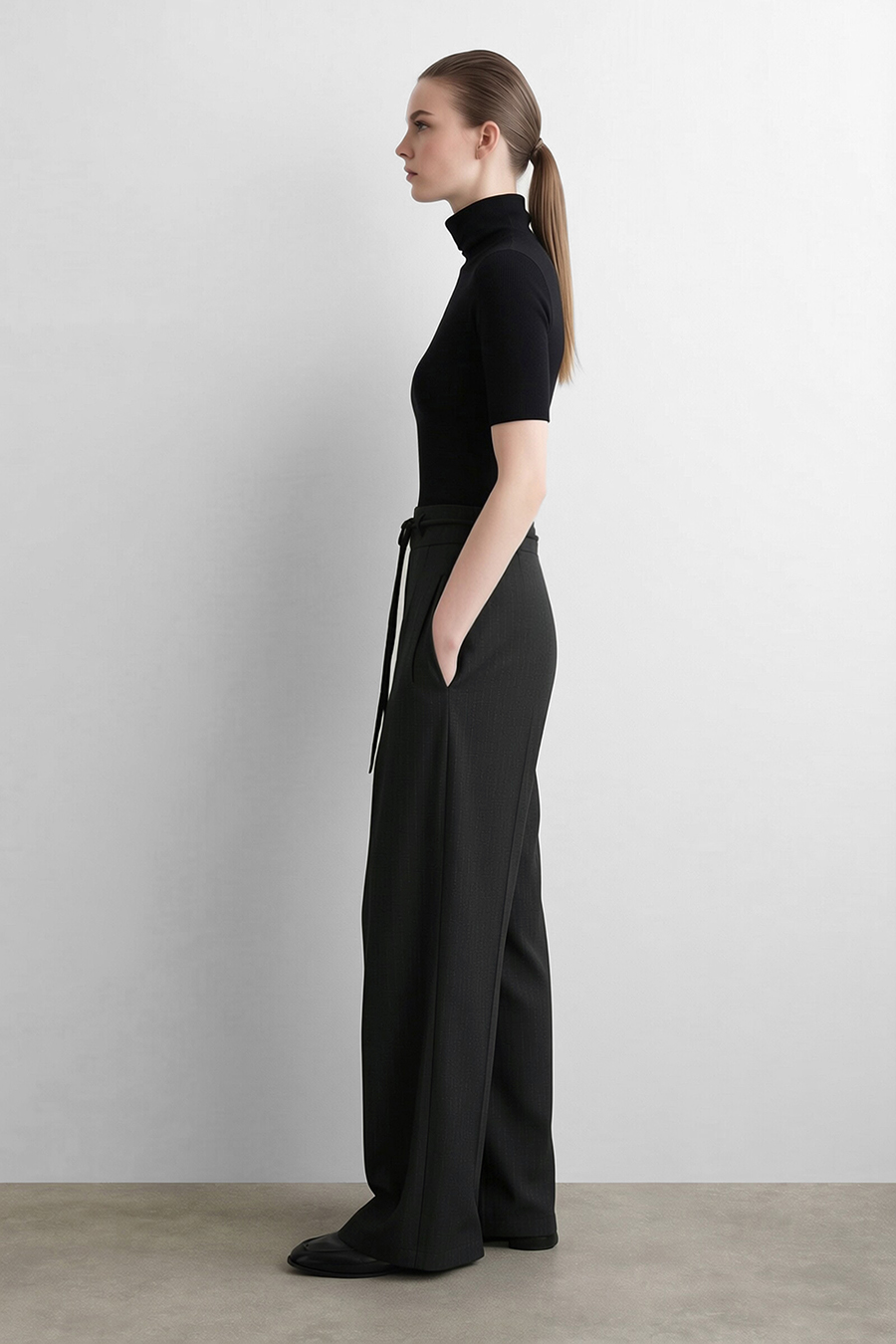 Striped Wide Leg Casual Pants | AMII